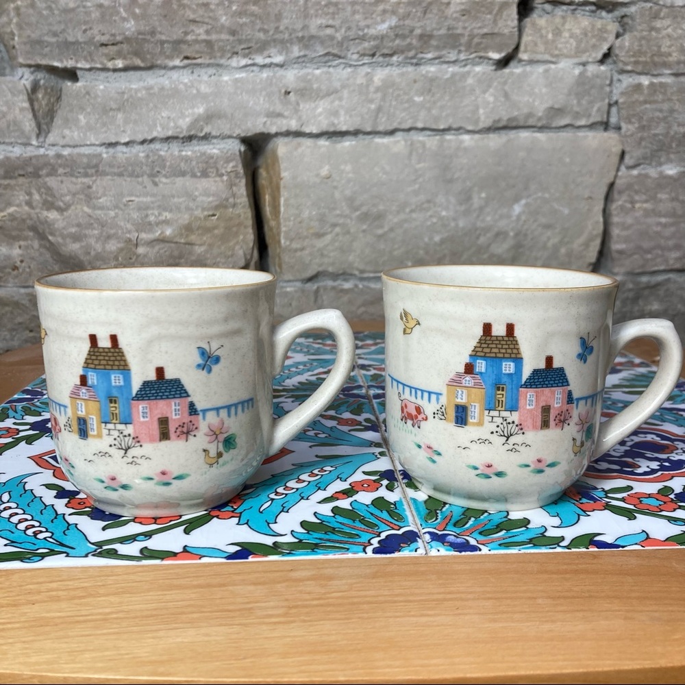Set of 2 Cottagecore Vintage farm mugs